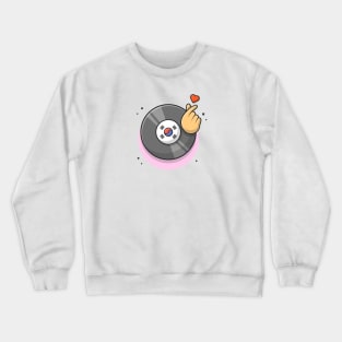 Vinyl Disk Music with Finger Heart Cartoon Vector Icon Illustration Crewneck Sweatshirt